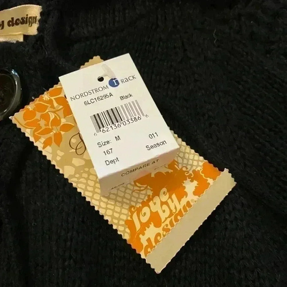 NWT Love By Design button down sweater black crochet chunky women M - Picture 10 of 12